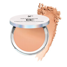 IT Cosmetics CC+ Airbrush Perfecting Powder Foundation - Bygbar fuld d?kning af porer og m?rke pletter - Fugtgivende ansigtsmakeup med hydrolyser