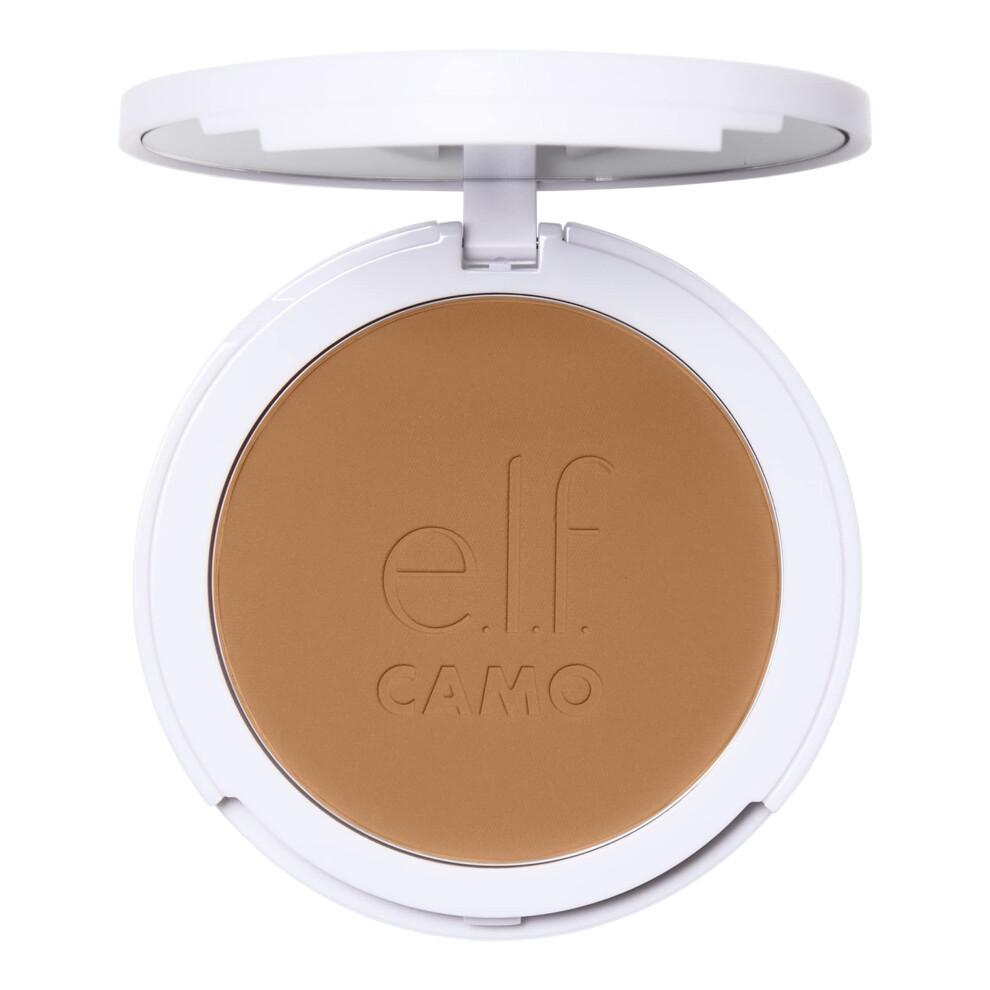 E.l.f. Camo Powder Foundation, Lightweight, Primer-Infused Buildable & Long-Lasting Medium-To-Full Coverage Foundation, Medium 370 N