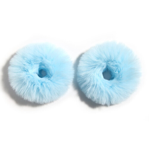 Elásticos de Cabelo de Pelo Falso Furry 2pcs Azul Claro 1