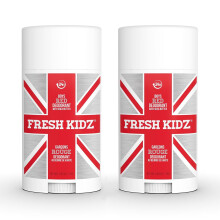 Fresh Kidz Deodorant Stick for Kids and Teens - Baking Soda and Aluminum-free 24 Hour Protection for Sensitive Skin - Boys "Red", 2.65 oz / 75 g (2 Pa
