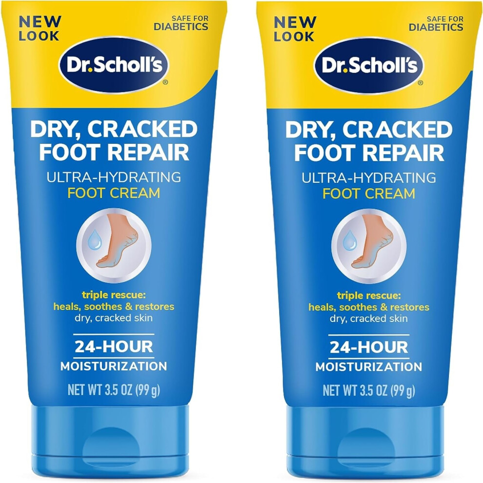 Dr Scholl's Dry Cracked Foot Repair Ultra-Hydrating Foot Cream 3.5 oz Lotion with 25% Urea for Dry Cracked Feet Heals and Moisturizes for Heal