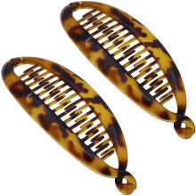 Camila Paris CP1578 2-Pack Franse Grote Banana Clip Haar Kam Klassieke Updo Flexibele Ponytail Houder