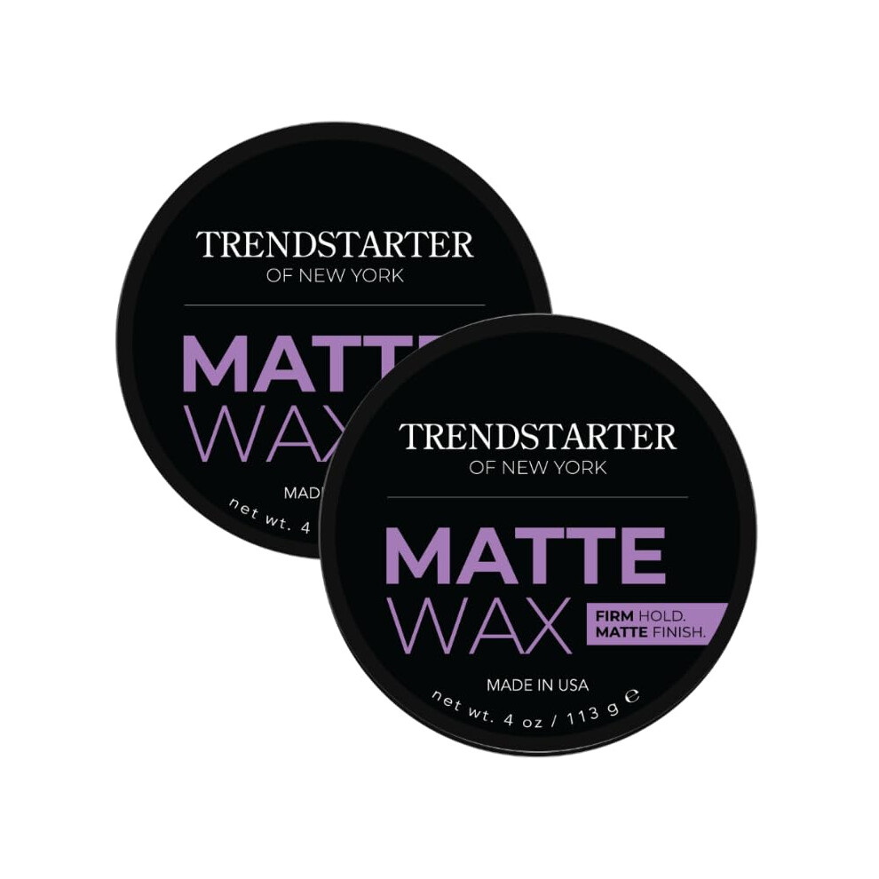 TRENDSTARTER Matte Wax (4oz) (PACK of 2) - Firm Hold Matte Finish Premium Water Based All-Day Styling Pomade for Men Flake-Free for All Hair T