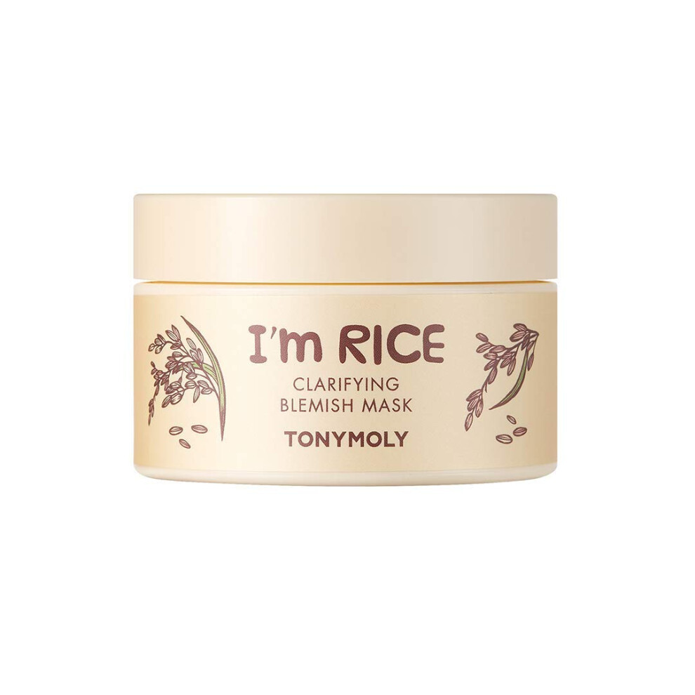 Tonymoly I'm Rice Clarifying Blemish Clay Mask - Detoxifies Reduces Redness Soothes Irritated Skin - Kaolin Clay And Fermented Rice - 100Ml