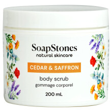 Pedras-sabo Esfoliante Corporal de Cedro e Aafro - 200 mL - Suave e calmante com leo de semente de crtamo - Esfoliante corporal com infuso