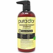 PURA D'OR 16 Oz Advanced Therapy Shampoo minskar hrfrtunning och kar volymen No Sulfate Biotin Schampo med Arganolja Aloe Vera fr alla hrtyp