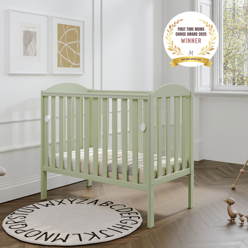 Viculii Waffi Space Saver Cot Pistachio With Bamboo Mattress