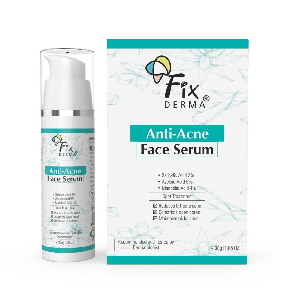 Fixderma 2% Salicylic Acid Serum For Anti Acne & Spot Treatment With 5% Azelaic Acid & 4% Mandelic Acid | Anti Acne Face Serum | Face Serum For M