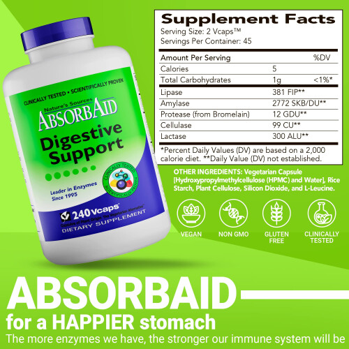 AbsorbAid Digestive Enzymes 240 vCaps comprovadamente aumenta a absoro de nutrientes vitais em at 71% 2