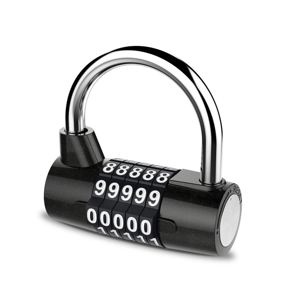 5 Digit Combination Lock Padlock Set Antirust Resettable Combo Lock For Gym, Door, Etc. Black Refï¼Fta 820064759887