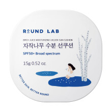 Round Lab Birch Juice Moisturizing UV Lock Sun Cushion  SPF50+ Broad Spectrum  0.52 oz | Mineral Sunscreen for Sensitive Skin  Clean  Non-Toxic U