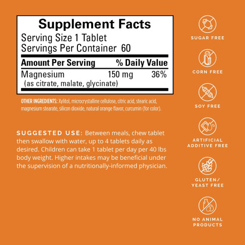 BrainMD, Magnesium Kautabletten, Zitrus, 60 Vegane Tabletten 1