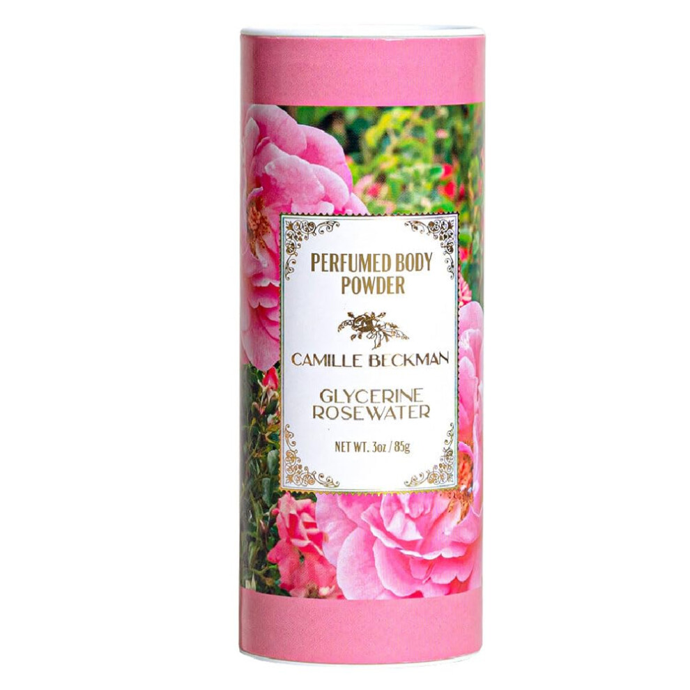 Camille Beckman Glycerine Rosewater Scented Talc-Free Body Powder Perfumed Dusting Powder 3 Ounce