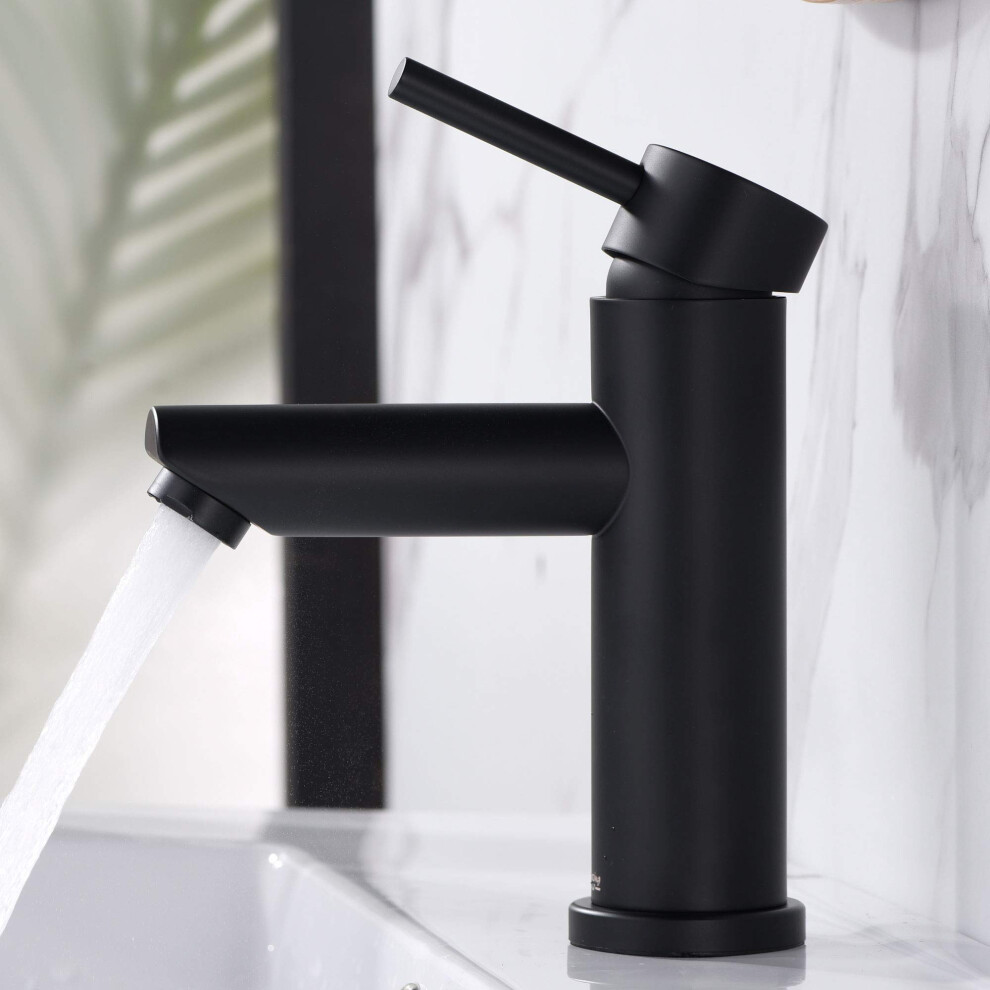 Single Hole Bathroom Faucet Single Handle Bathroom Sink Faucet Matte Black Stainless Steel 820064760319