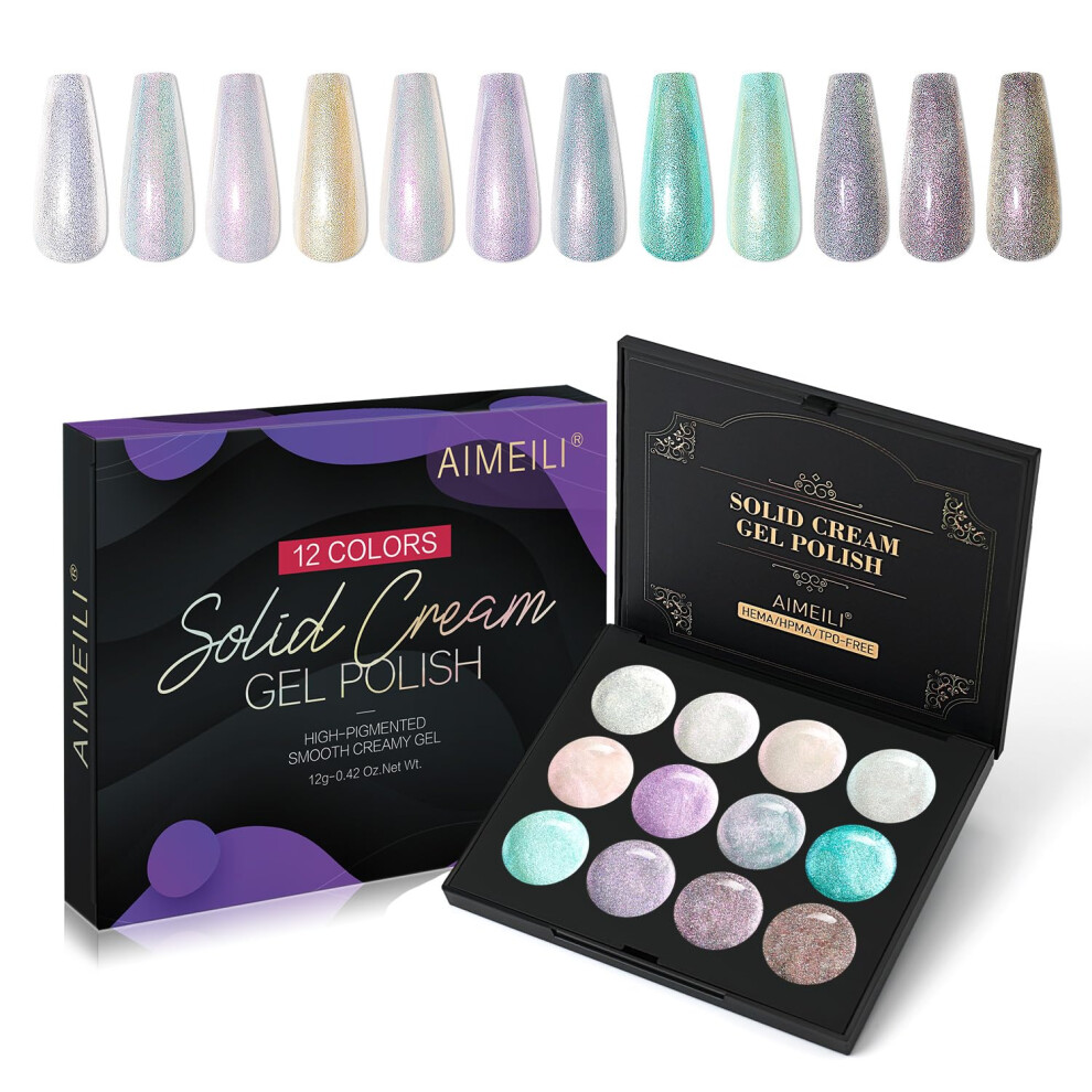 Aimeili Hema Free Solid Gel Nail Polish 12 Colours Soak Off U V Led Solid Cream Gel Polish Set 14