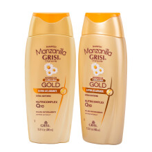 Manzanilla Grisi Gold Extra Lightening Champ Cleansing y Extra Lightening con extracto de manzanilla y crcuma aligera el cabello natural y luminoso
