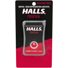HALLS Minis Cherry Flavor Sugar Free Cough Drops 24 Drops