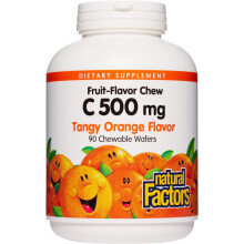 Natural Factors, Vitamin C, Fruchtgeschmack Kautabletten, Würzig Orange, 500 mg, 90 Kautabletten