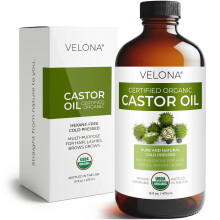velona Certyfikat USDA Organiczny olej rycynowy - 16 Fl Oz w szklanej butelce | Do wzrostu wlosw Rzesy Brwi | Tloczony na zimno olej naturalny klasy