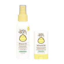 Sun Bum Baby Bum SPF 50 Spray per crema solare e Stick Face | Protezione del viso e del corpo UVA/UVB minerale per la pelle sensibile | Fragrace Free