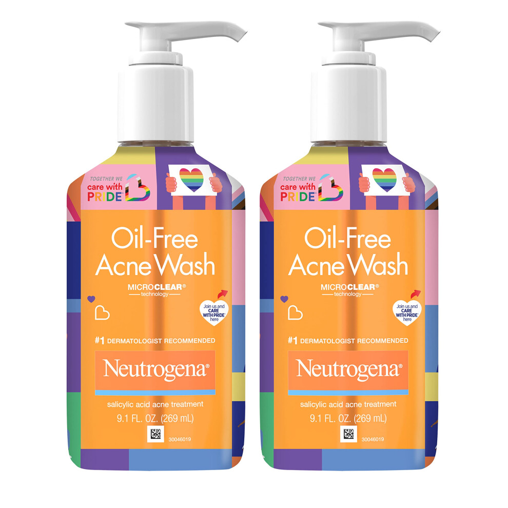 Neutrogena Oil-Free Acne Fighting Facial Cleanser  2% Salicylic Acid Acne Treatment  Daily Oil Free Acne Face Wash  Special Care with Pride Packa