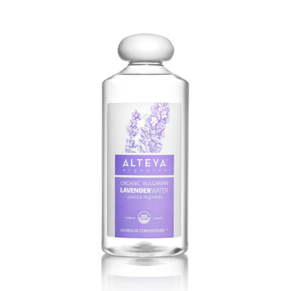 Alteya Organics Lavender Water Usda Certified Organic Facial Toner 17 Fl Oz/500Ml Pure Bulgarian Lavandula Angustifolia Flower Water Award-Winn