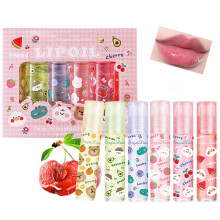 Dulele 6-teiliges Roll-On-Lipgloss-Set mit fruchtigen Aromen, Rolling Ball-Lippenl, nicht klebriger Glanz-Lippenbalsam, Lippenpflege fr trockene un