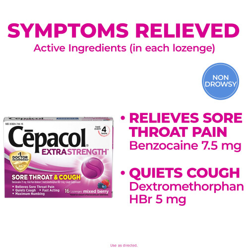 Cepacol Maximal Strength Hals- och hostdroppstabletter blandade br 16 Count 2