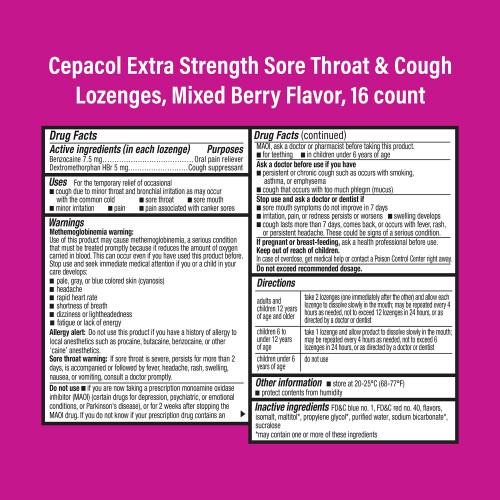 Cepacol Maximal Strength Hals- och hostdroppstabletter blandade br 16 Count 1