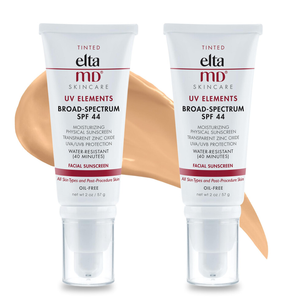 EltaMD UV Elements Tinted Moisturizer with Broad-Spectrum SPF 44 Mineral Face Sunscreen Water-Resistant Oil-Free Face Moisturizer 2.0 oz Airl