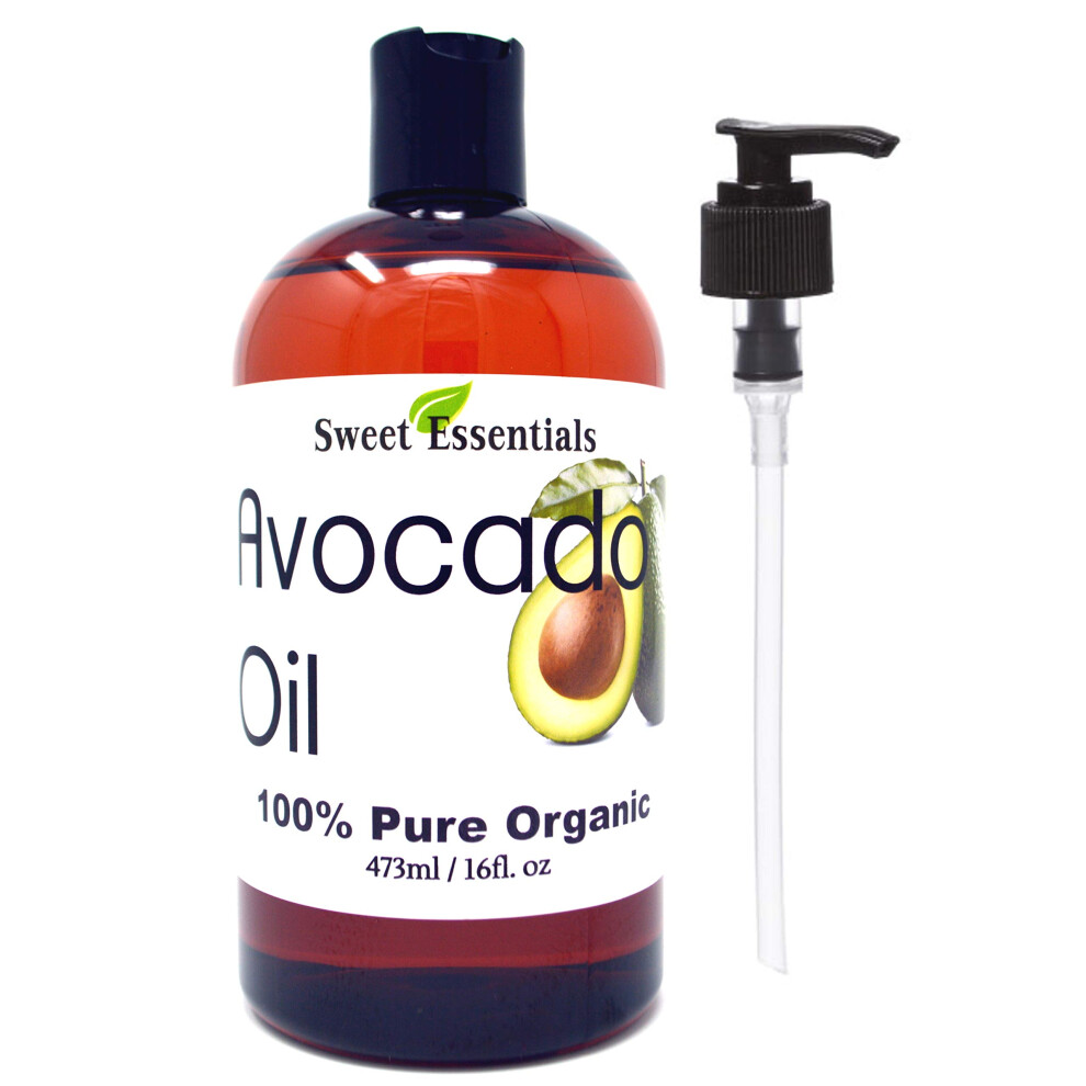 Sweet Essentials Premium Organic Avocado Oil 16Oz With Pump Imported From Italy 100% Pure Non-Gmo Cold Pressed Food Grade Golden In Color