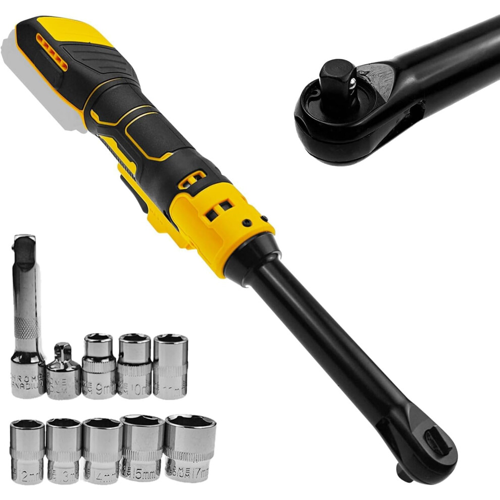 3/8' Extended Cordless Ratchet Wrench Compatible With Dewalt 20V Batteries, 100N.m 600 Rpm 820064761071