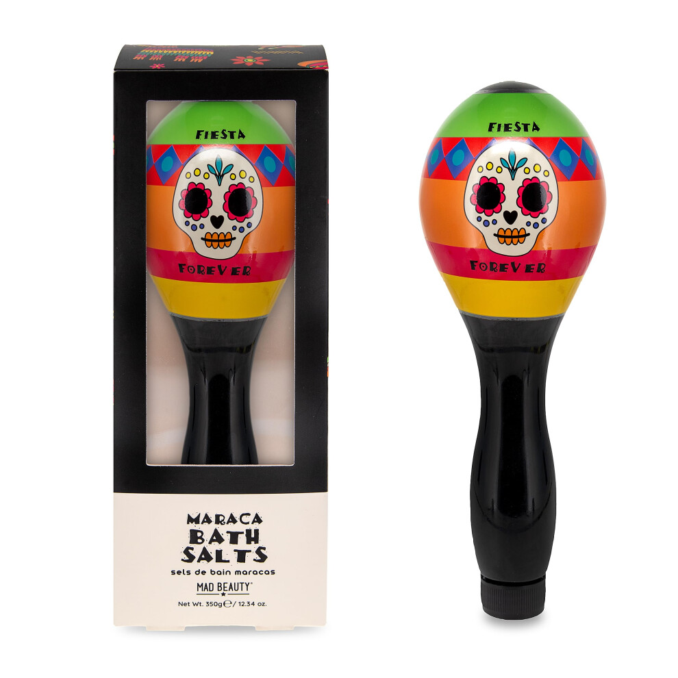 Mad Beauty Fiesta Forever Maraca Bath Salts - Sugar Skull Design Pineapple & Lime Scent Mexican Style Relaxing Bath Soak Fun Gift D?A De Los
