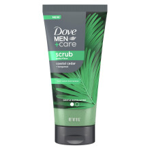 Dove Men+Care Lichaams- en gezichtsscrub Costal Cedar exfolieert diep voor een gehydrateerde en gevoede huid 100% zachte reiniger Geen sulfaatrei
