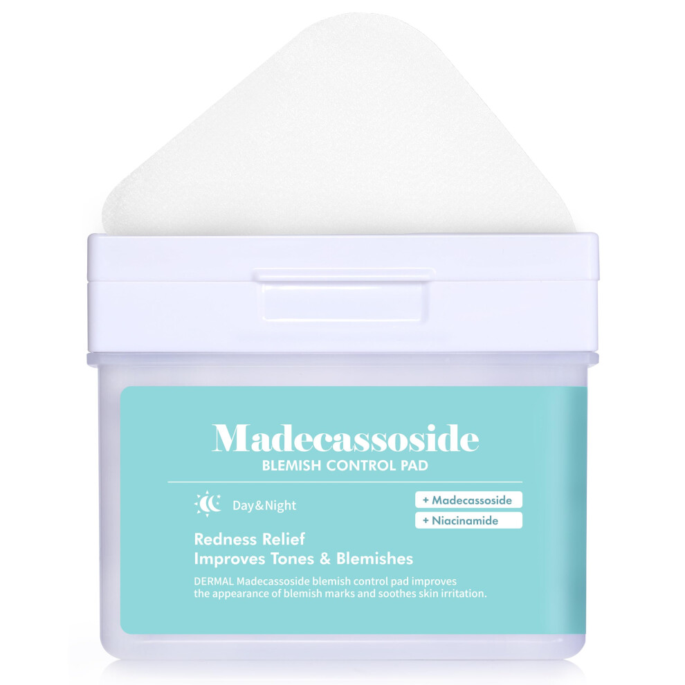 Dermal Madecassoside Blemish Control Pad - Korean Toner Pad For Blemish & Tone Improvement With Centella Asiatica - Vegan Gauze Tencel Square Pad