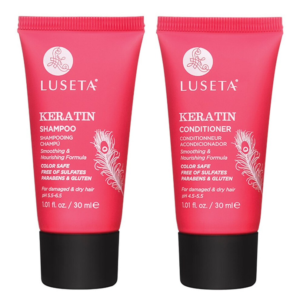L Luseta Luseta Keratin Shampoo And Conditioner Smooth And Hydrate Dry Damaged Hair Great For Color Treated Hair Sulfate Free And Gluten Free1.01 Fl Oz?2