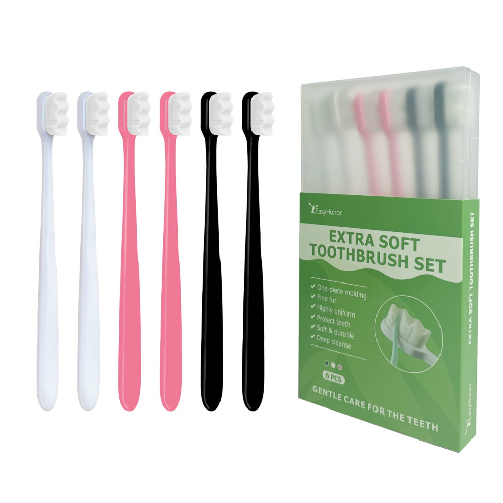 EasyHonor Baby Toothbrush & Toddler Toothbrush for Age 4-12 Years Old Extra Soft Toothbrush with 10000 Soft Floss Bristle for Baby Gum Care. (6P