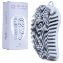 MainBasics Esfoliante in Silicone 2-in-1 per Doccia, Loofah e Massaggiatore (Azzurro Chiaro)