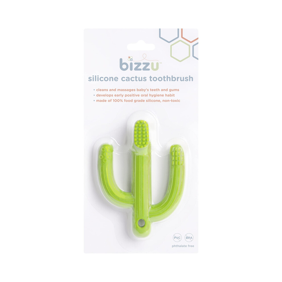 Cactus Silicone Teether Toothbrush Toothbrush For Infants Multiple Soothing Surfaces Bpa Free Green Bizzu