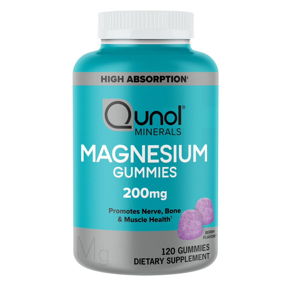 Qunol Magnesium Gummies For Adults 200Mg Magnesium Citrate Gummies High Absorption Magnesium Supplement Supports Nerve Health Bone Health Mu