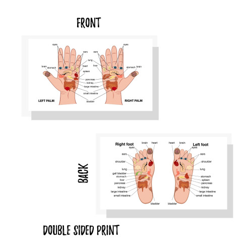 Grfico de reflexologia Lashicorn para mos e ps | Pacote de 50 | 2 x 3,5 polegadas carto feito sob medida negcio | Massagem Reflexologia | Ac 2