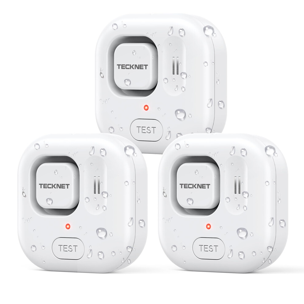 TECKNET Water Leak Detectors for Home  120dB Water Sensor Alarm Leak Detector  IP66 Waterproof  Water Leak Detectors for Bathroom  Sink  Laundry