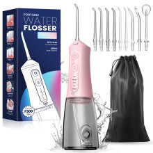 JTF Water Dental Flosser Picks for Teeth - 4 Modes Cordless Oral Irrigator  300ML Portable Water Flosser & Rechargeable IPX7 Waterproof Water Tee