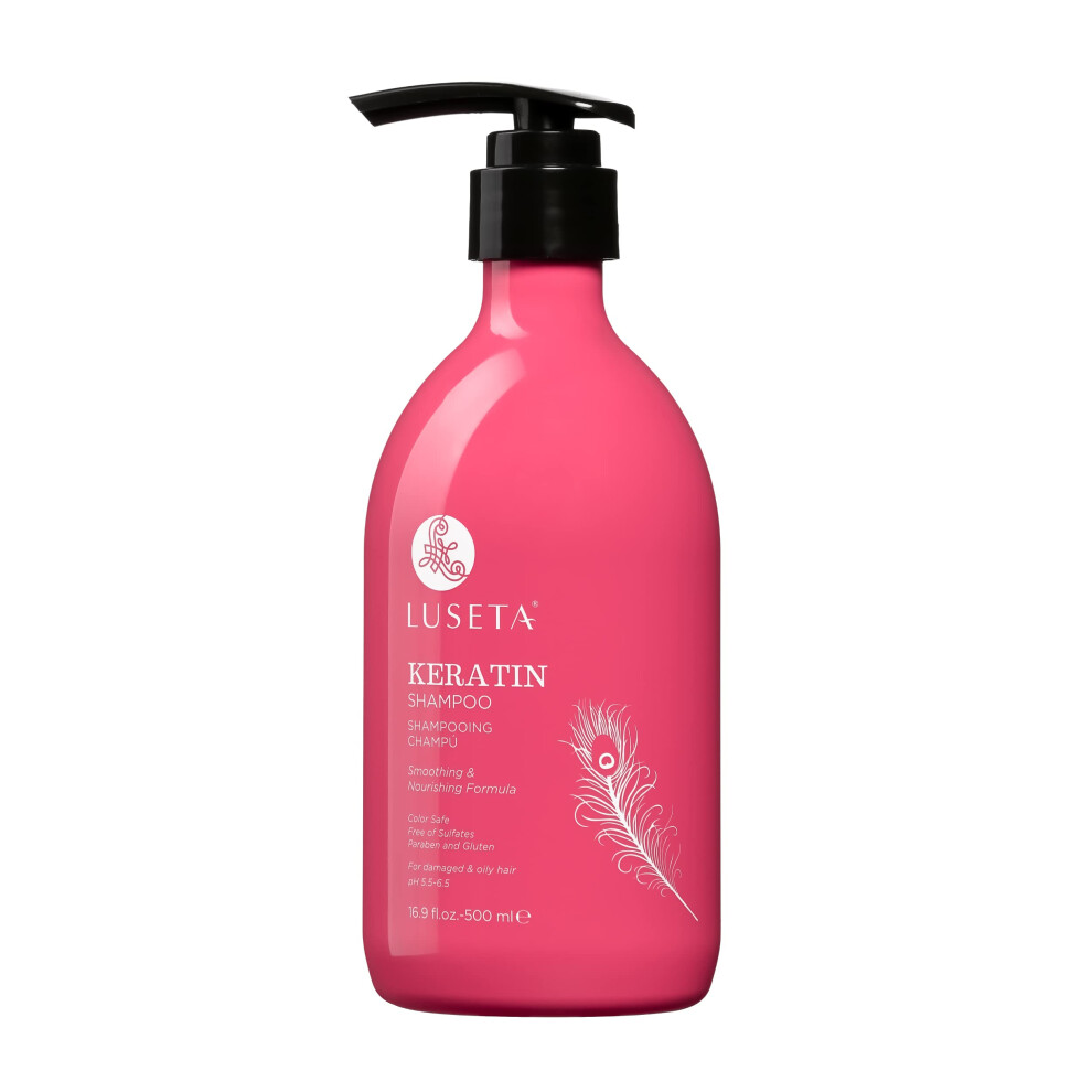 L Luseta Luseta Keratin Shampoo For Dry Damaged Hair Smoothing & Nourishing For Color Treated Hair 16.9 Oz