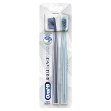 Oral-B Brilliance Premium Whitening Tandbrste med Plaque Eraser Medium Himmelbl og Gr 2 Count