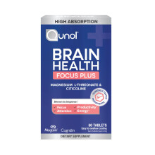Qunol Brain Health Focus ms magnesio L-threonato y citicolina probados clnicamente ingredientes para mejorar el enfoque de atencin y productividad