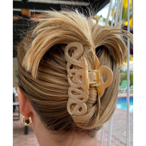 Camila Paris CP3046 Grampo de cabelo francs para mulheres 3,25 polegadas Presilhas de garra de cabelo para meninas Mandbula Marfim Celulose Mod 1