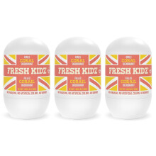 Fresh Kidz Roll On Deodorant for Kids and Teens - Baking Soda and Aluminum-free 24 Hour Protection for Sensitive Skin - Girls "Coral" 1.86 fl.oz. (3 P