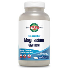 KAL, Hochabsorbierbares Magnesiumglycinat, 180 Weichkapseln