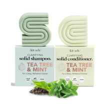 Kitsch Tea Tree & Mint Shampoo en Conditioner Bar Set Haarkleur Veilig Zero Waste Veganistisch Milieuvriendelijk Gemaakt in de VS Voor alle haart